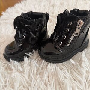 Black Patent Leather Baby Boots